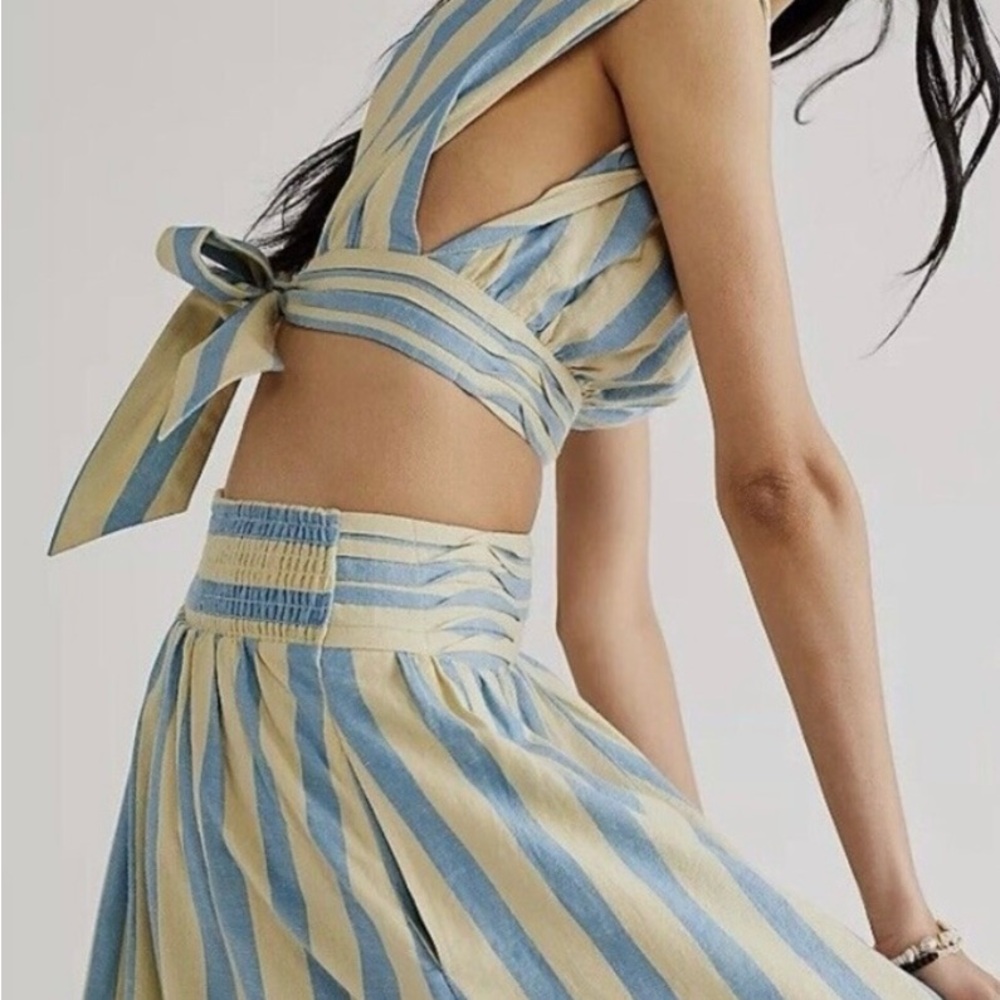 Free People Blue and Cream Striped Maxi Skirt - Picture 6 of 7